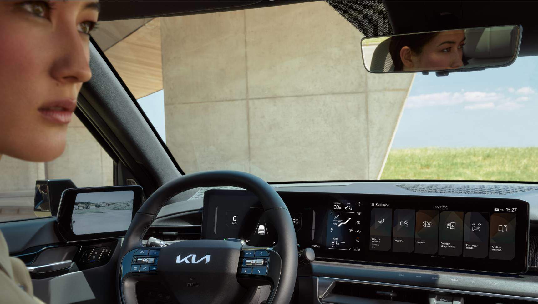 Kia EV9 Interieur Drievouding Panorama Display